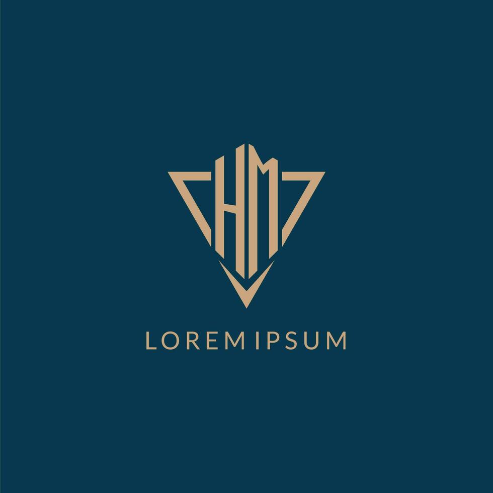 HM logo initials triangle shape style, creative logo design vector