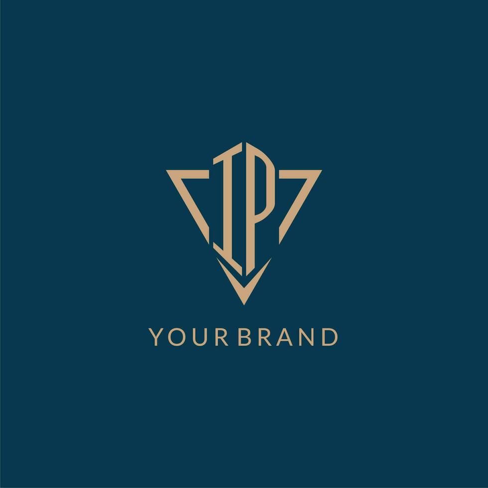 IP logo initials triangle shape style, creative logo design vector
