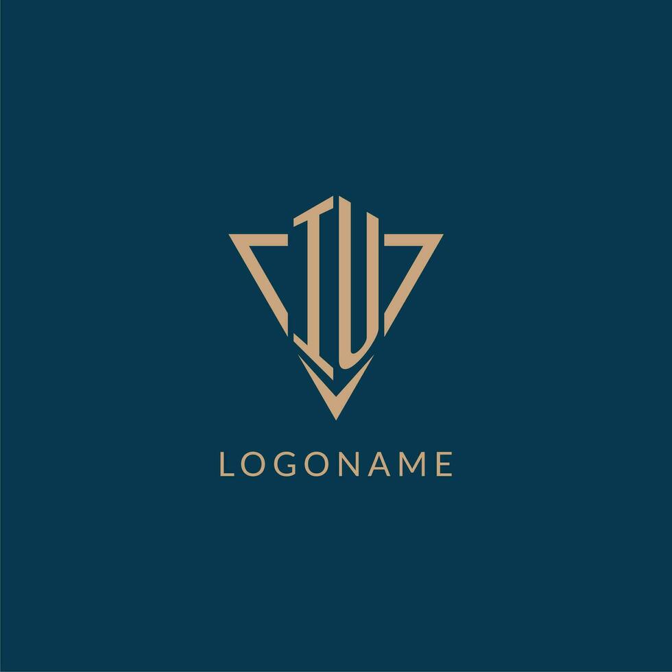 IU logo initials triangle shape style, creative logo design vector