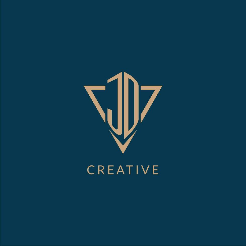 JD logo initials triangle shape style, creative logo design vector