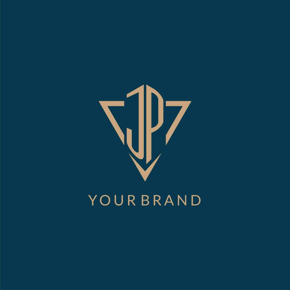 JP logo initials triangle shape style, creative logo design vector