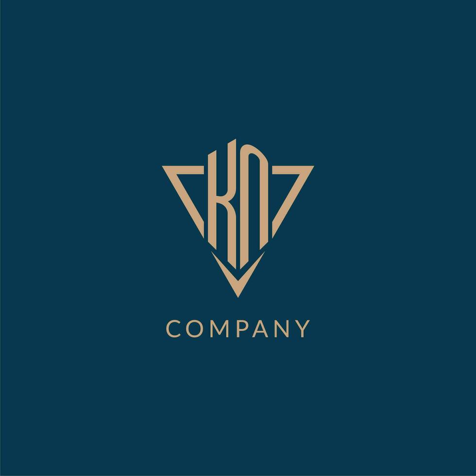 KN logo initials triangle shape style, creative logo design vector