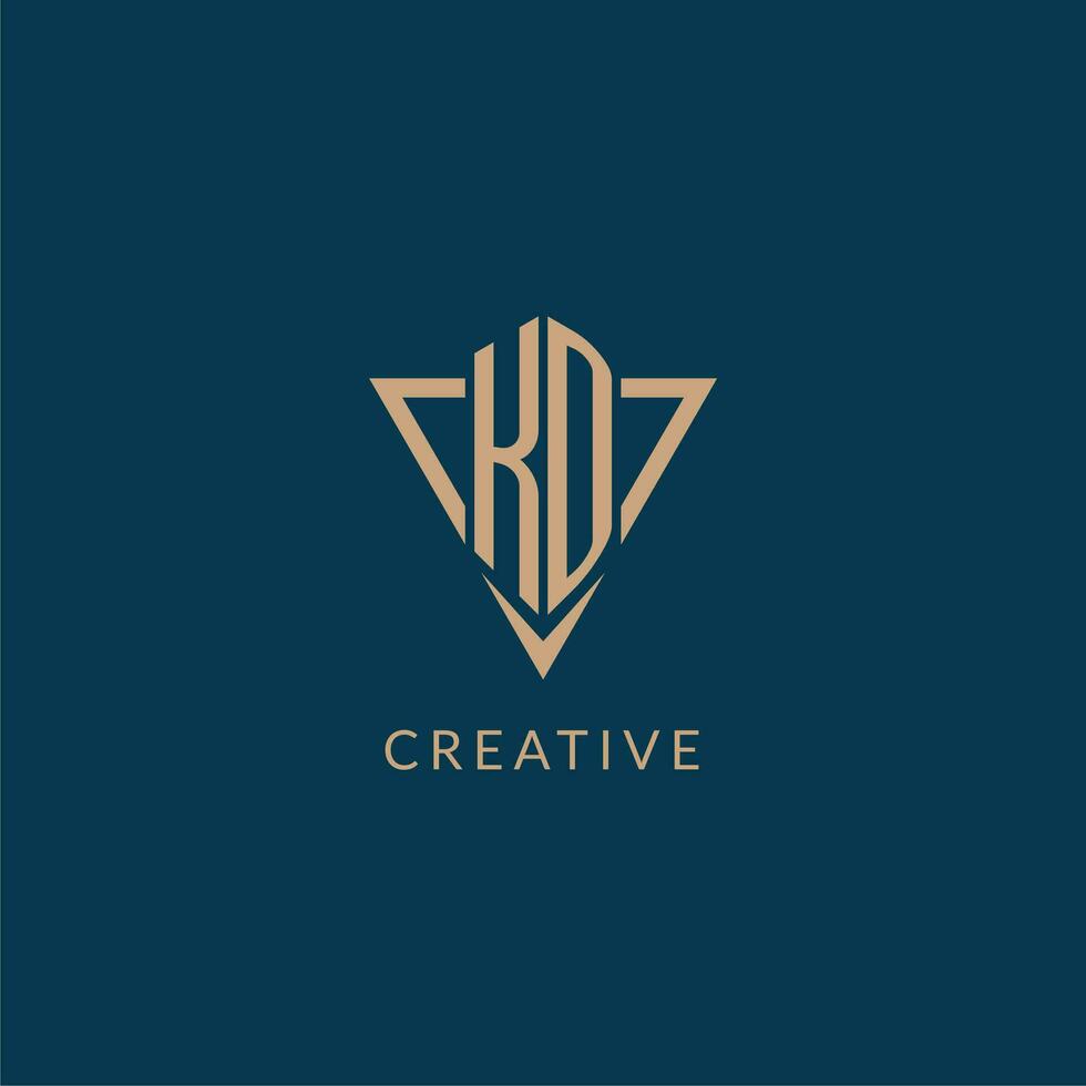 KD logo initials triangle shape style, creative logo design vector
