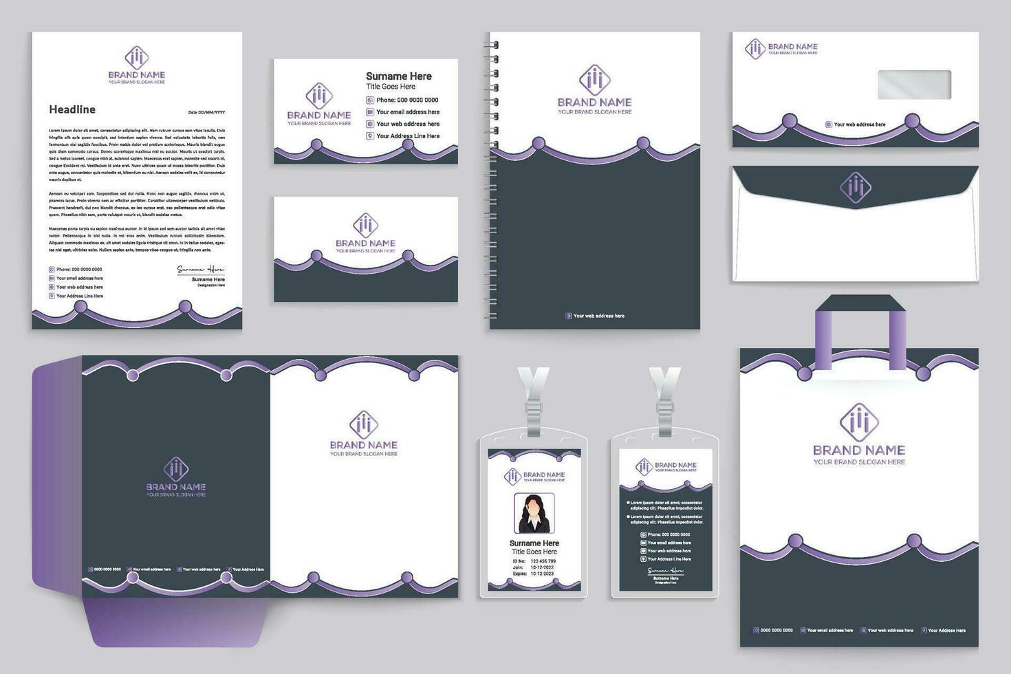 Professional stationery mockup template design vector