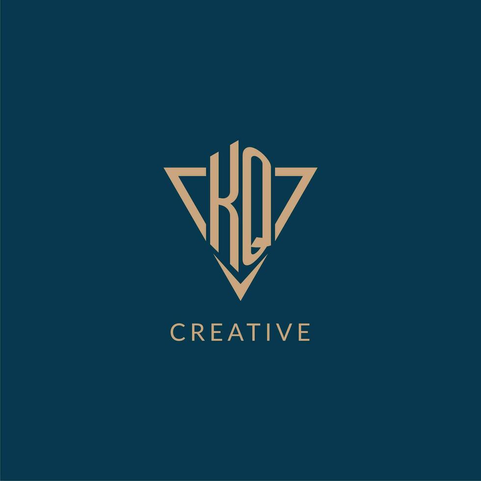 KQ logo initials triangle shape style, creative logo design vector