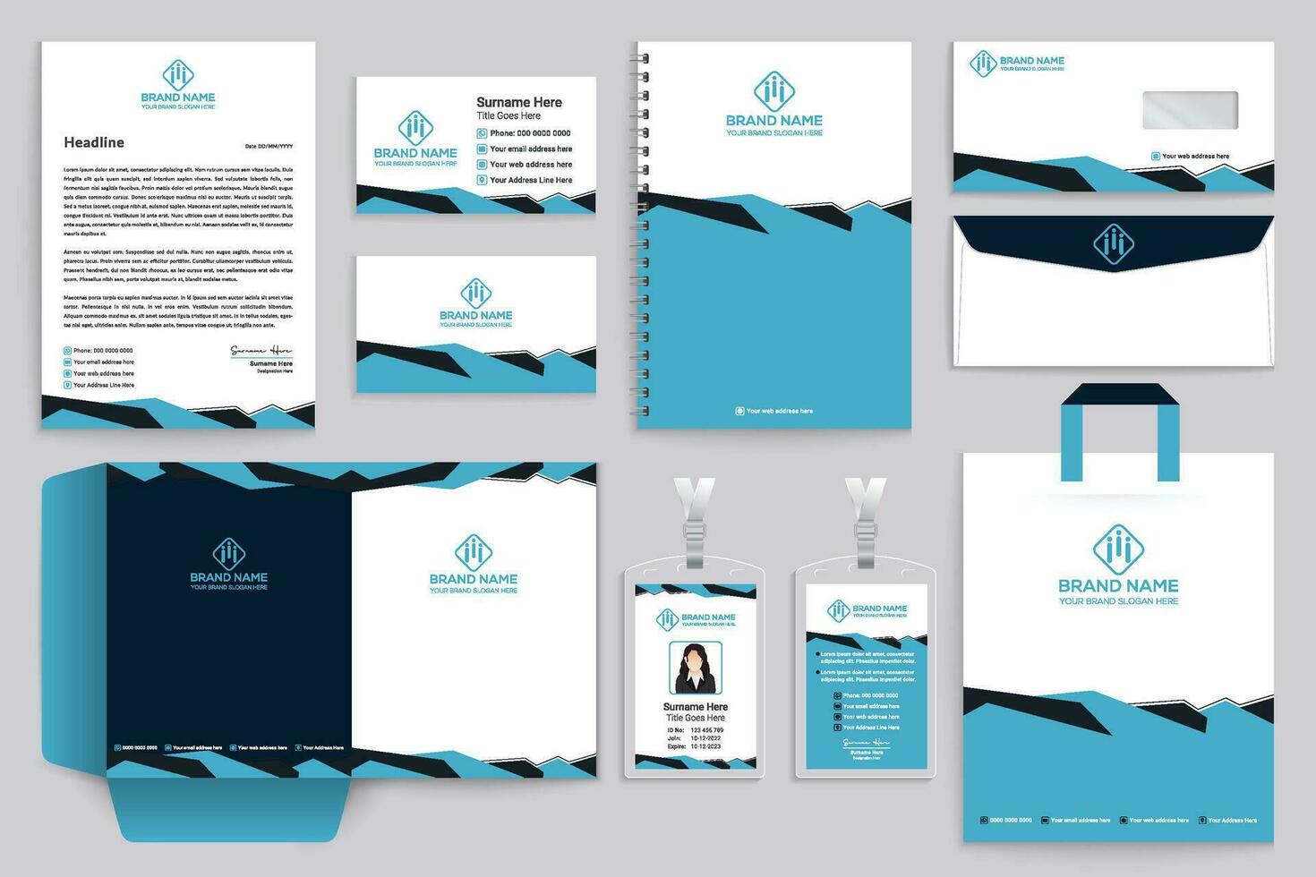 Professional stationery mockup template design vector