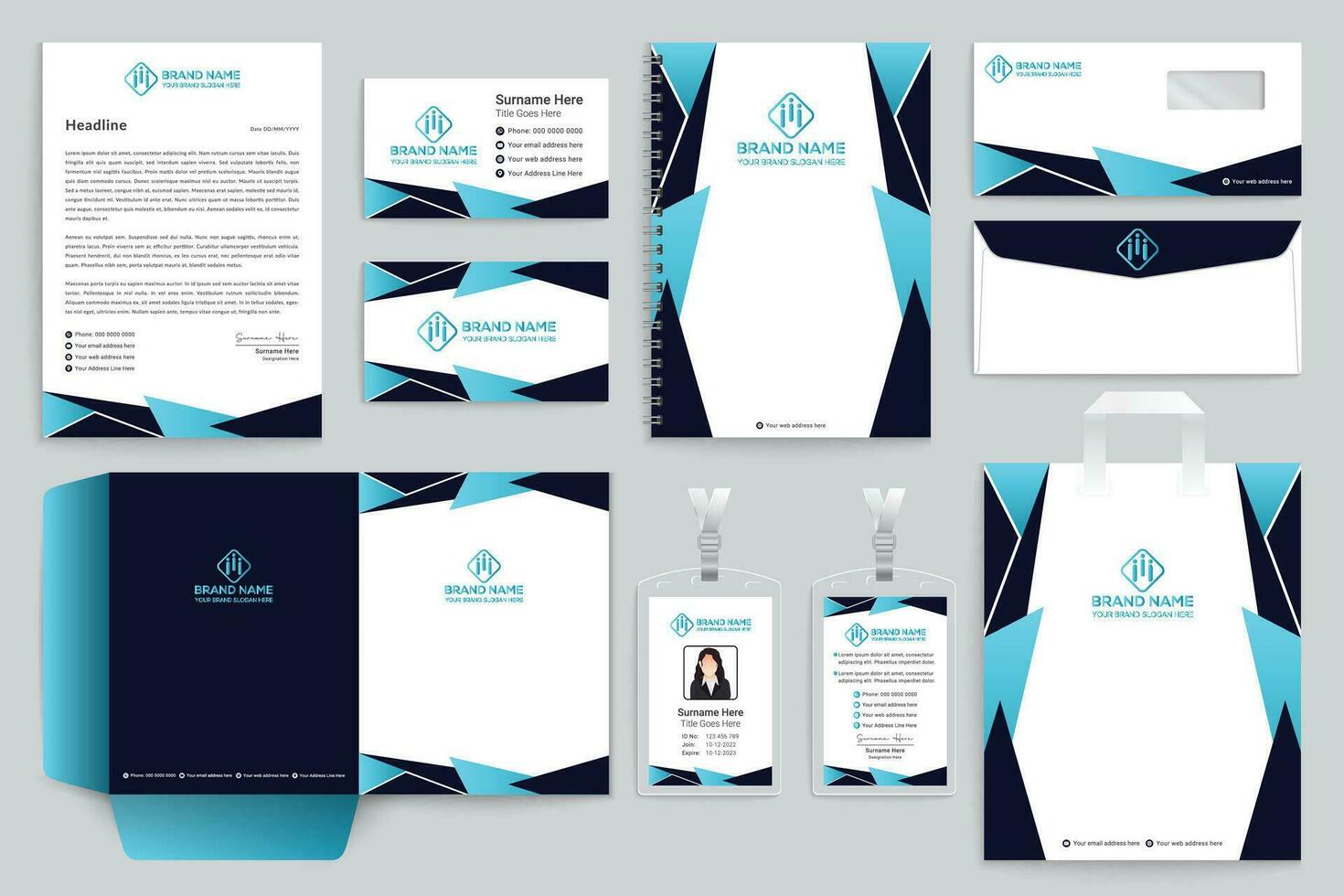 Professional stationery mockup vector
