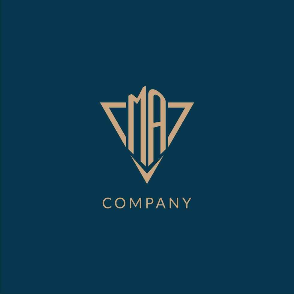 MA logo initials triangle shape style, creative logo design vector