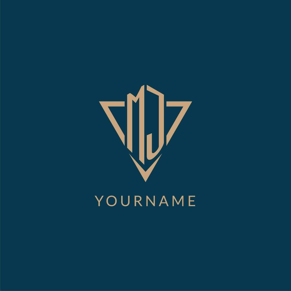 MJ logo initials triangle shape style, creative logo design vector