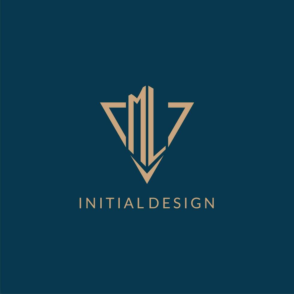 ML logo initials triangle shape style, creative logo design vector