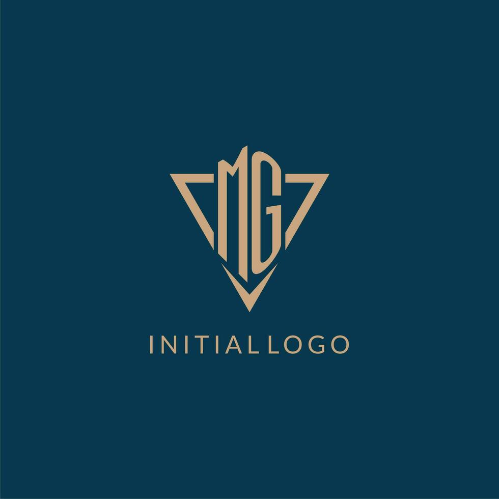 MG logo initials triangle shape style, creative logo design vector