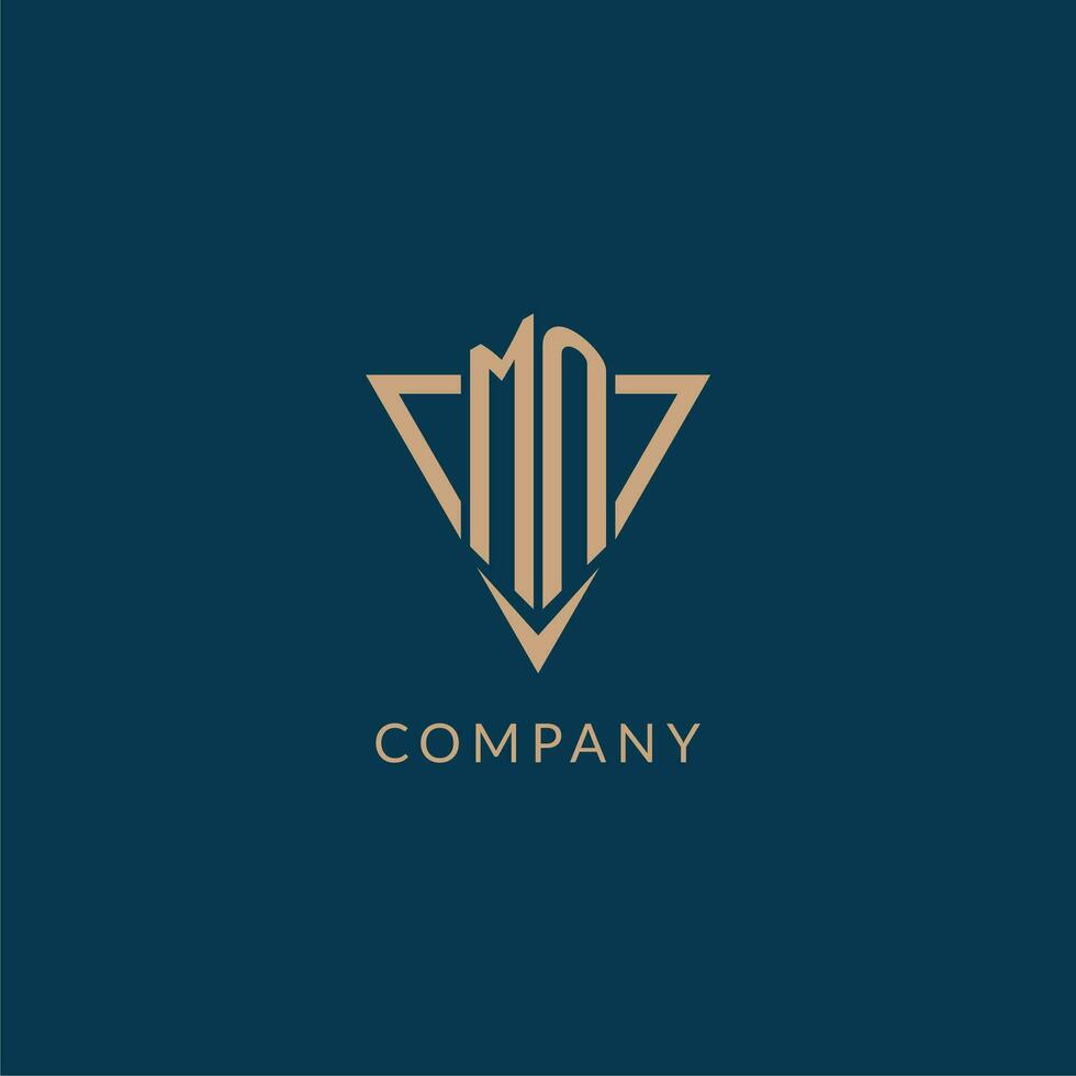 MN logo initials triangle shape style, creative logo design vector