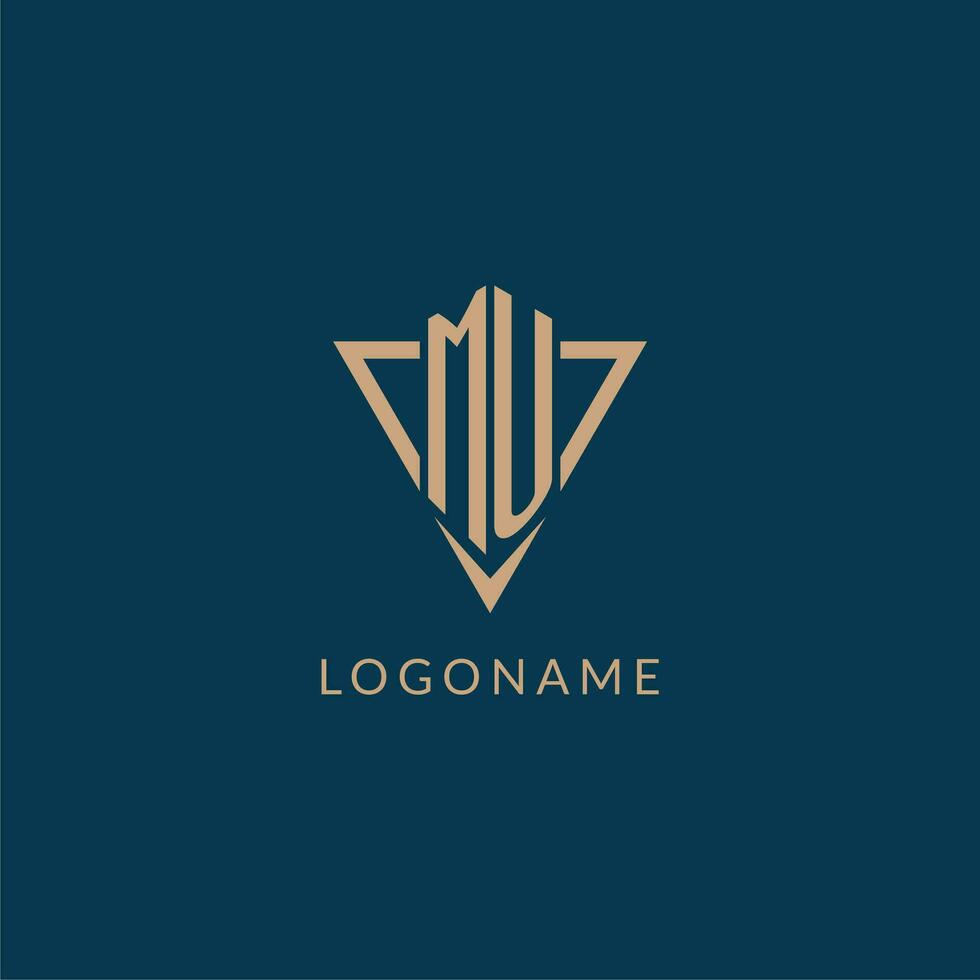 MU logo initials triangle shape style, creative logo design vector