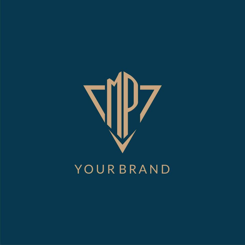 MP logo initials triangle shape style, creative logo design vector