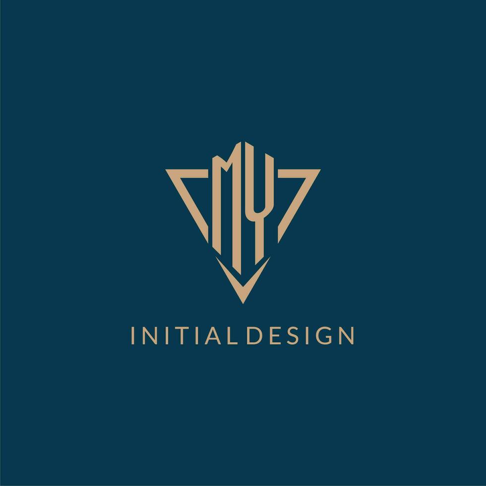MY logo initials triangle shape style, creative logo design vector