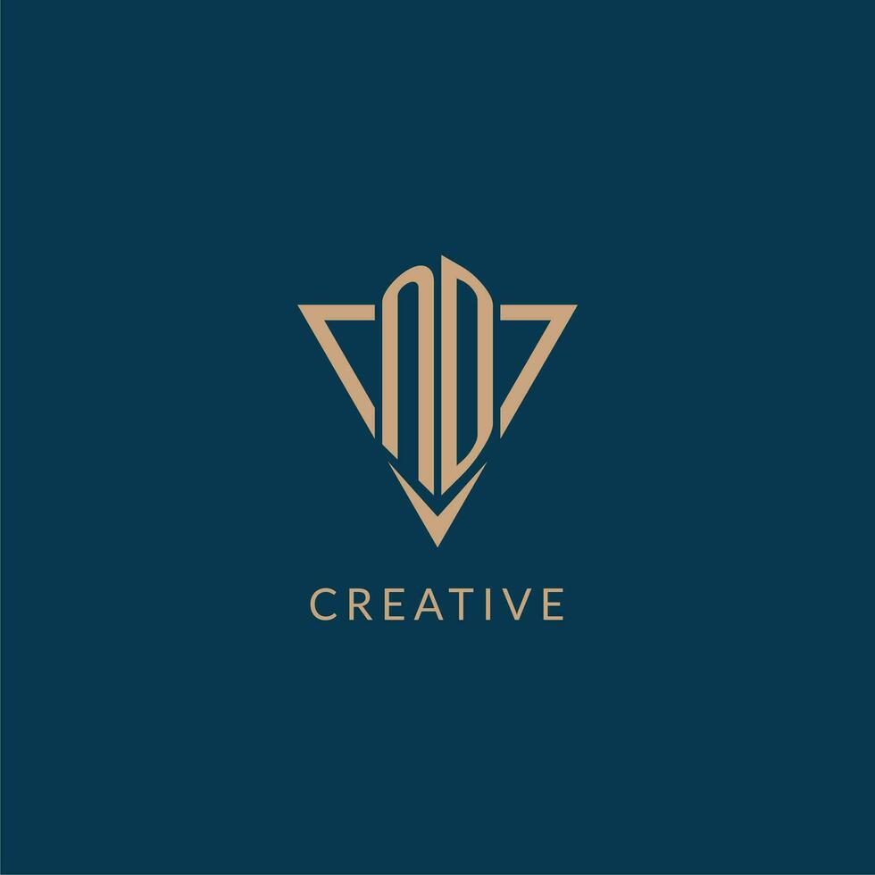 ND logo initials triangle shape style, creative logo design vector