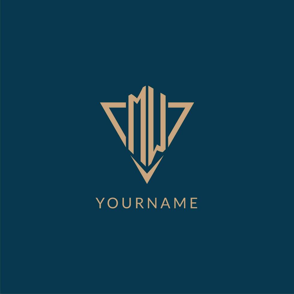 MW logo initials triangle shape style, creative logo design vector