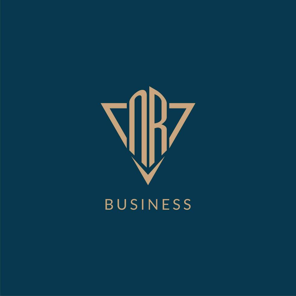 NR logo initials triangle shape style, creative logo design vector