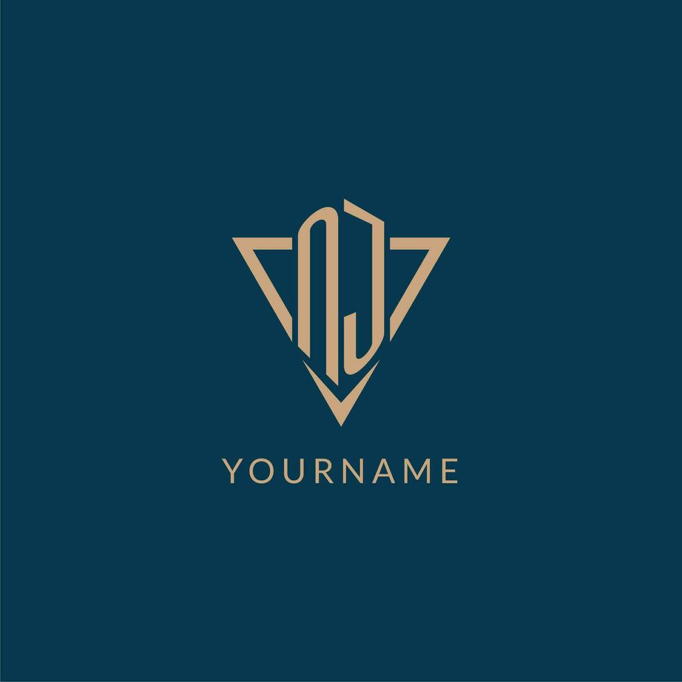 NJ logo initials triangle shape style, creative logo design vector