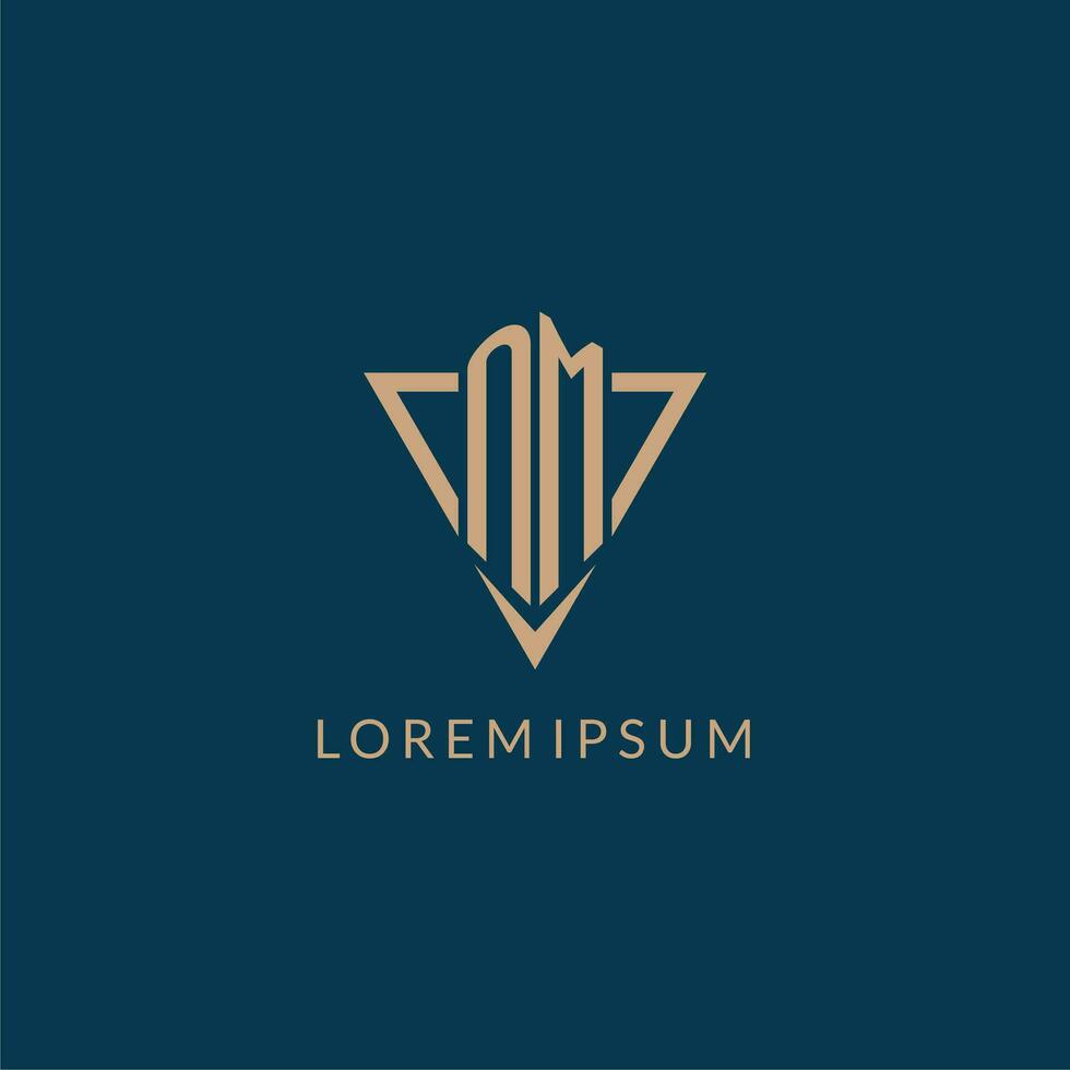 NM logo initials triangle shape style, creative logo design vector