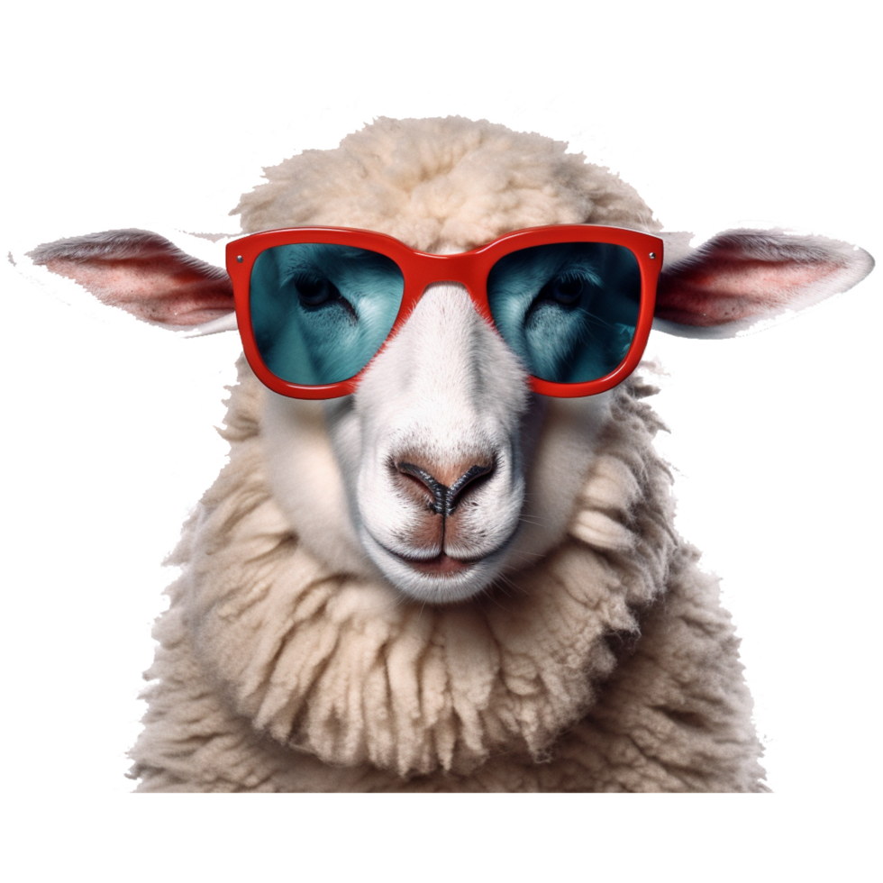 Funny sheep wearing sunglasses ai generated png