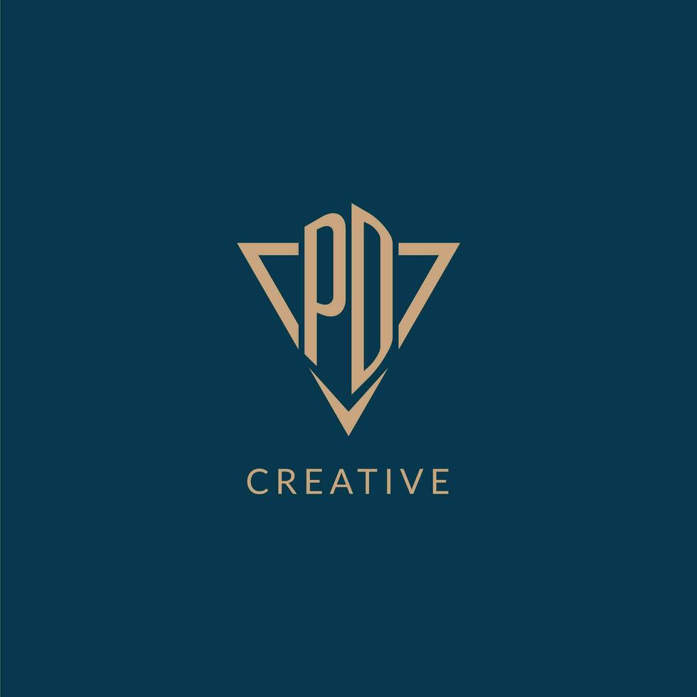 PD logo initials triangle shape style, creative logo design vector