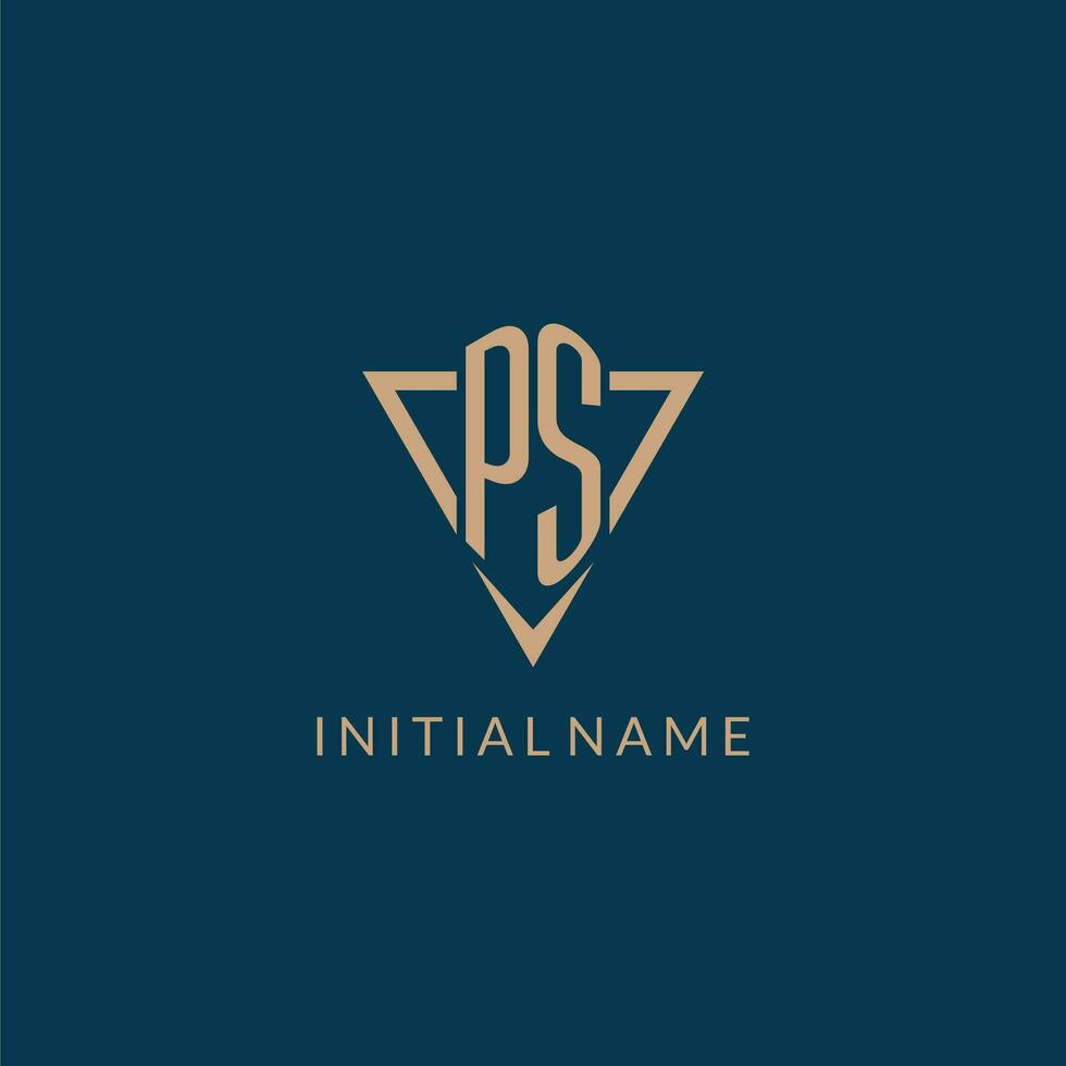 PS logo initials triangle shape style, creative logo design vector