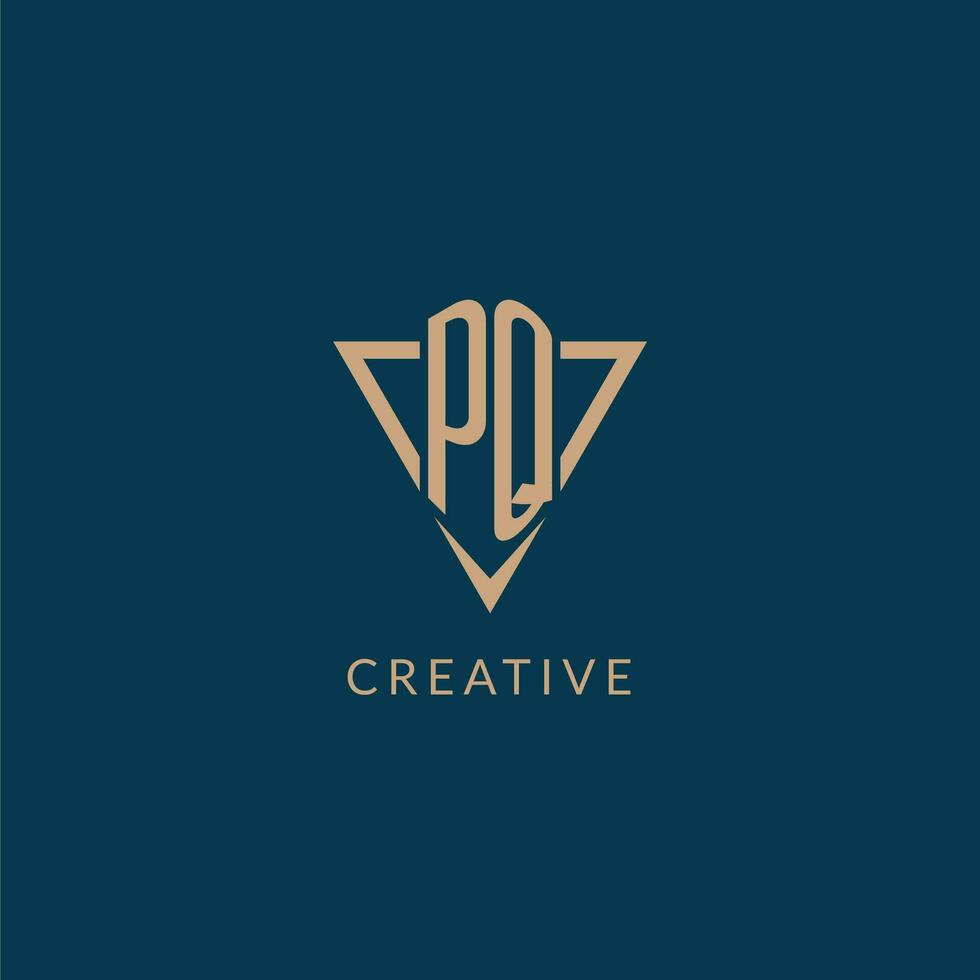PQ logo initials triangle shape style, creative logo design vector