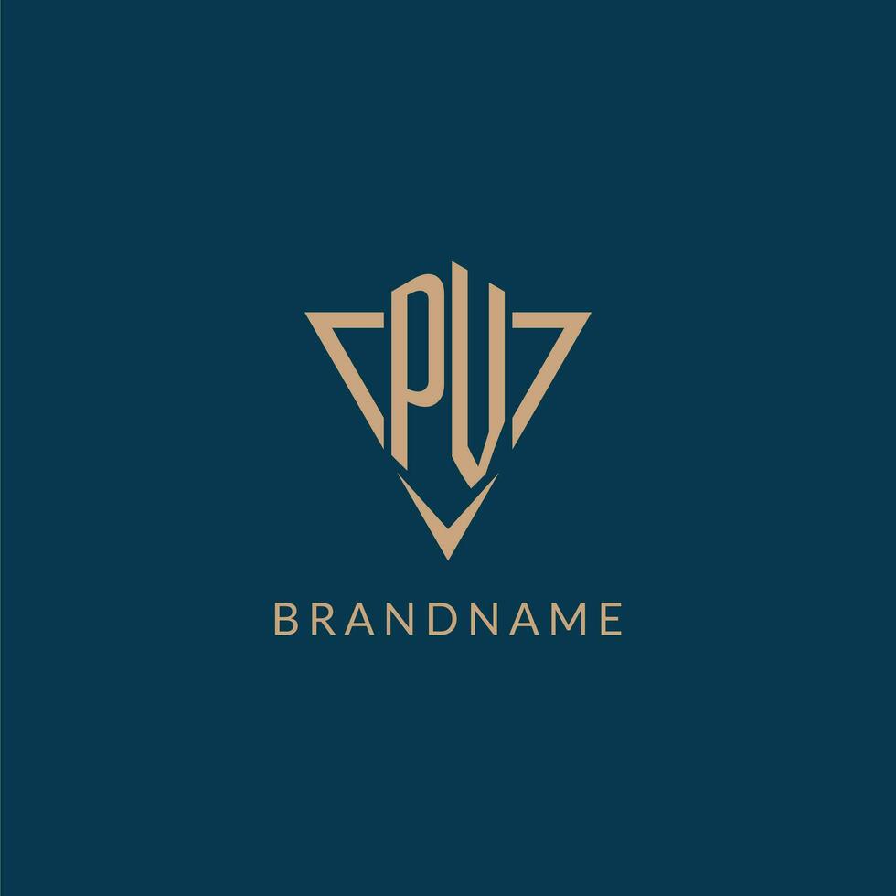 PV logo initials triangle shape style, creative logo design vector