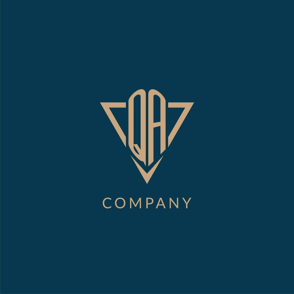 QA logo initials triangle shape style, creative logo design vector