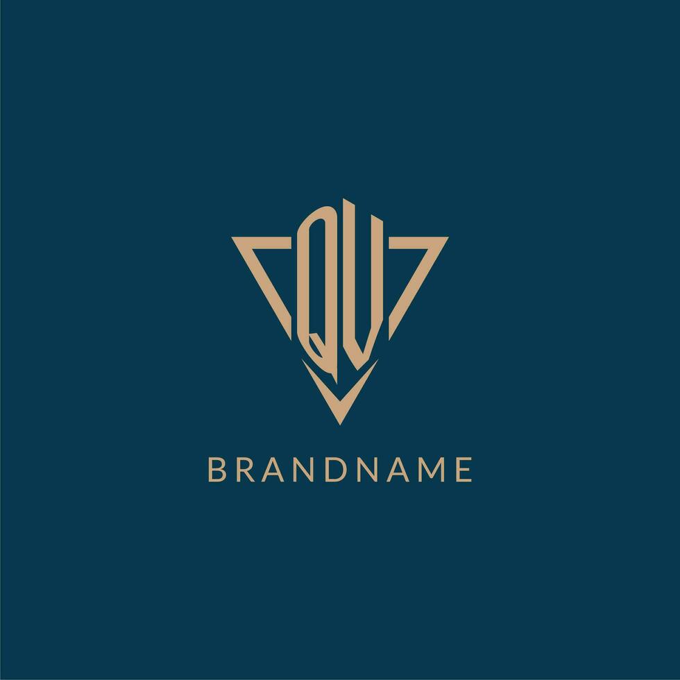 QV logo initials triangle shape style, creative logo design vector