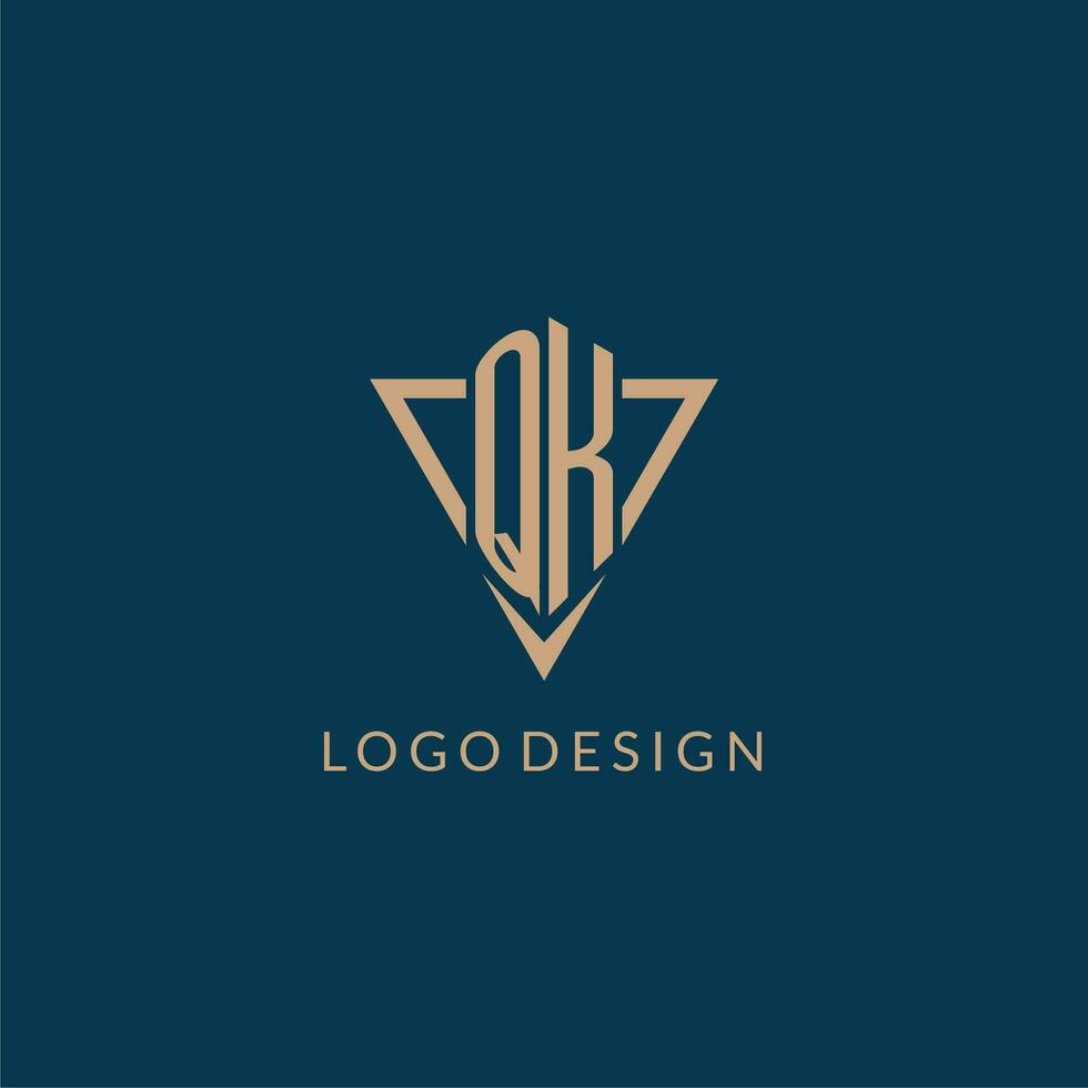 QK logo initials triangle shape style, creative logo design vector