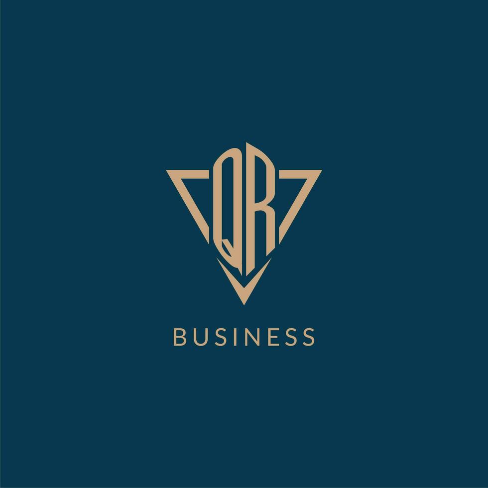 QR logo initials triangle shape style, creative logo design vector