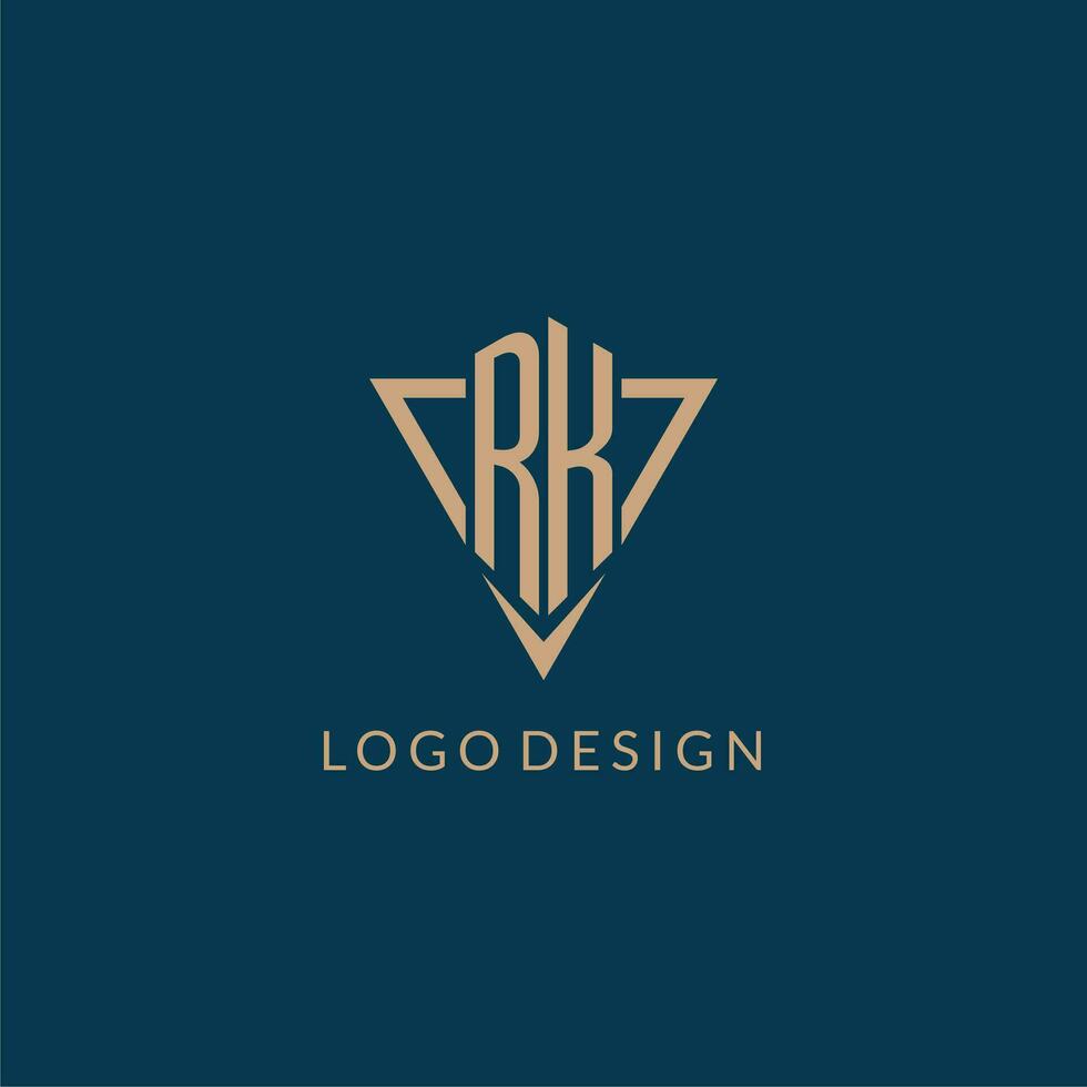 RK logo initials triangle shape style, creative logo design vector
