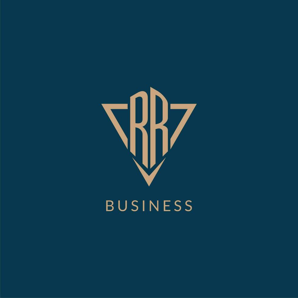 RR logo initials triangle shape style, creative logo design vector