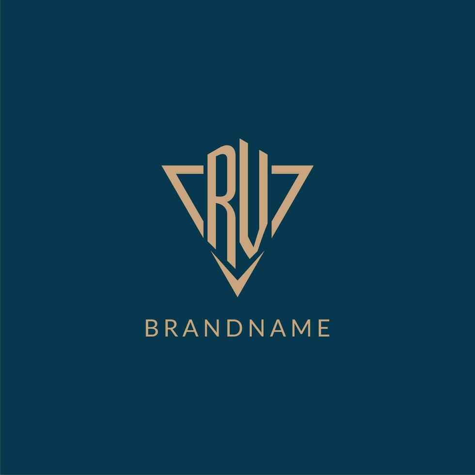 rv logo iniciales triángulo forma estilo, creativo logo diseño vector