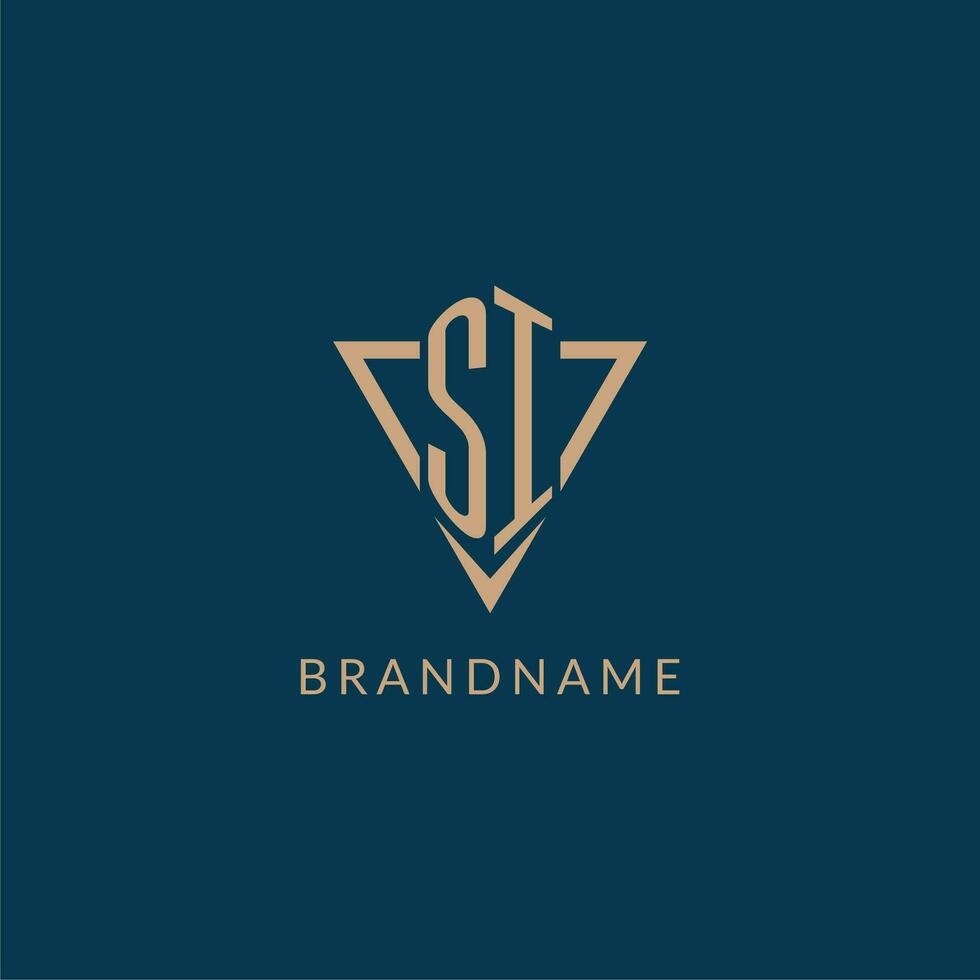 SI logo initials triangle shape style, creative logo design vector