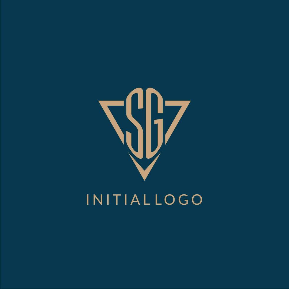 SG logo initials triangle shape style, creative logo design vector