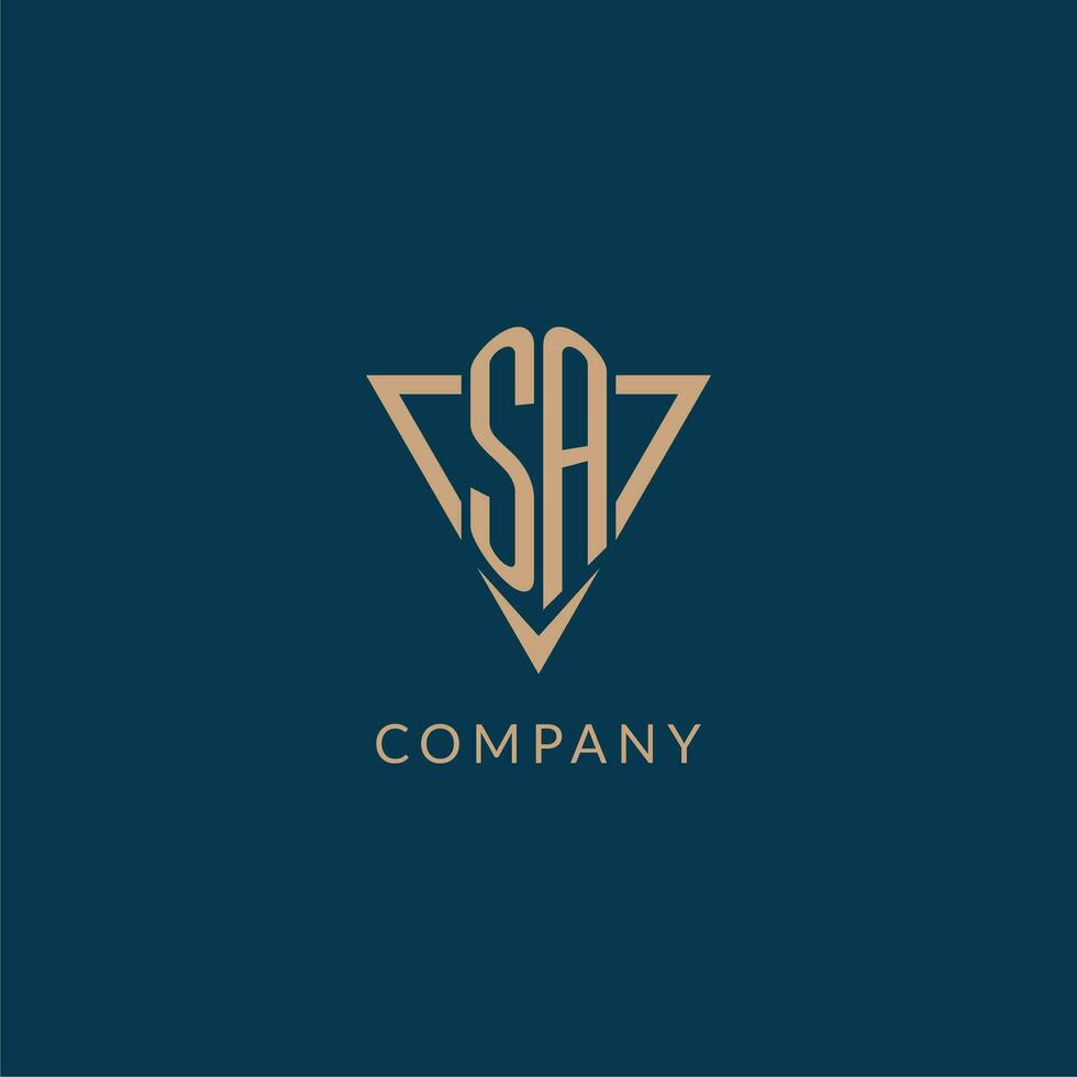 SA logo initials triangle shape style, creative logo design vector