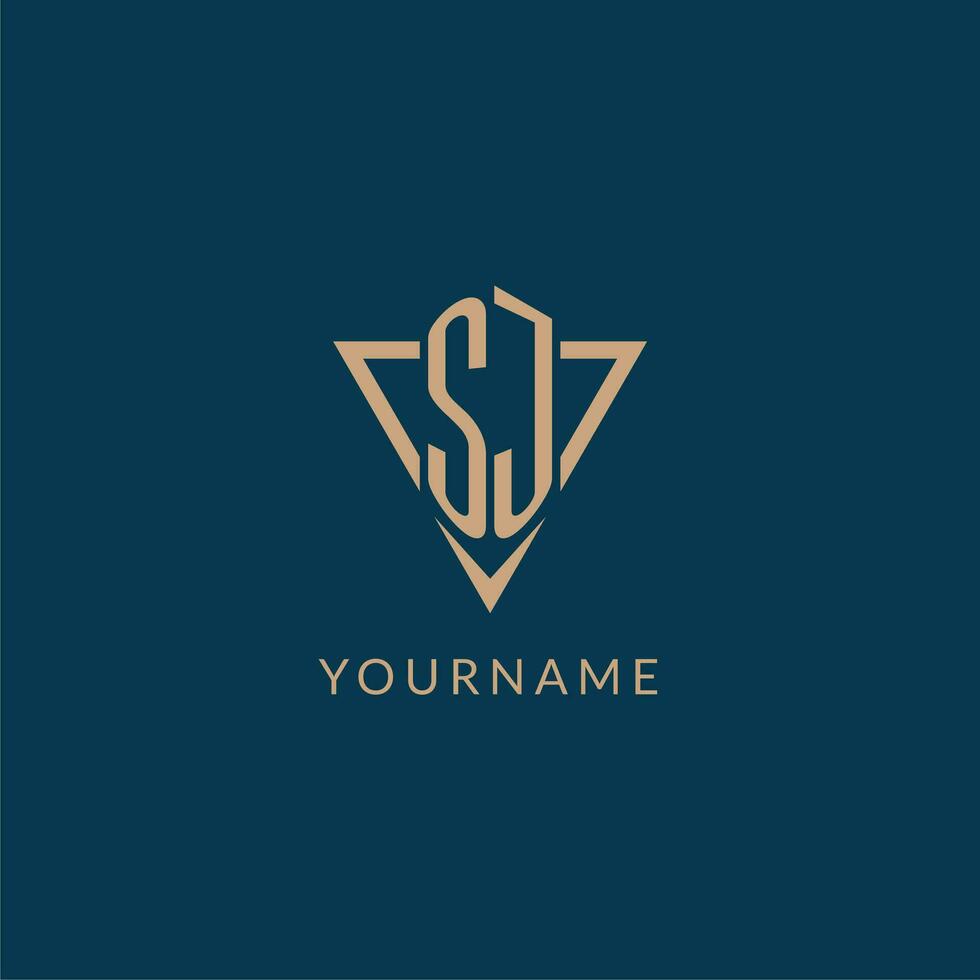 SJ logo initials triangle shape style, creative logo design vector