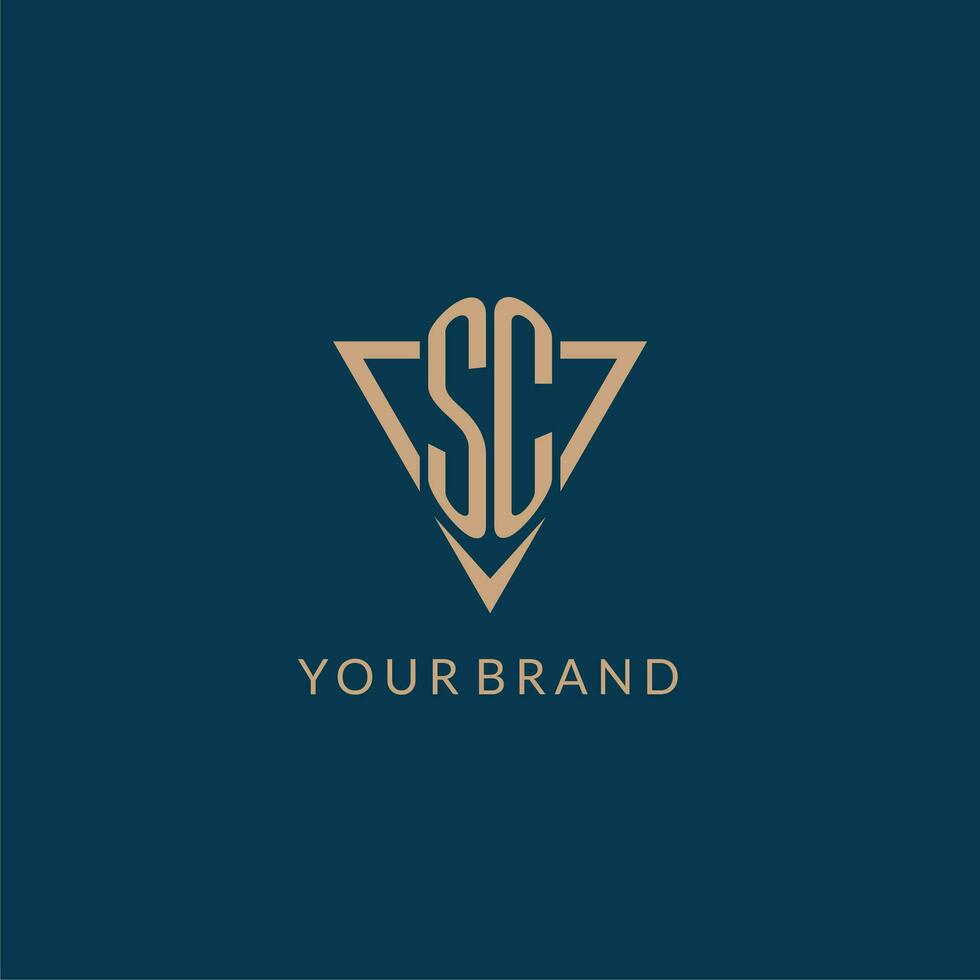 SC logo initials triangle shape style, creative logo design vector