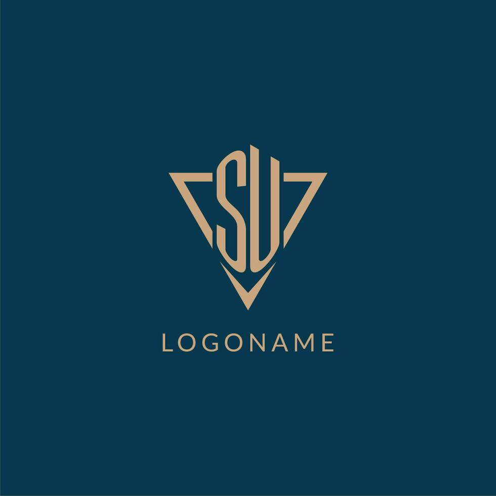 SU logo initials triangle shape style, creative logo design vector