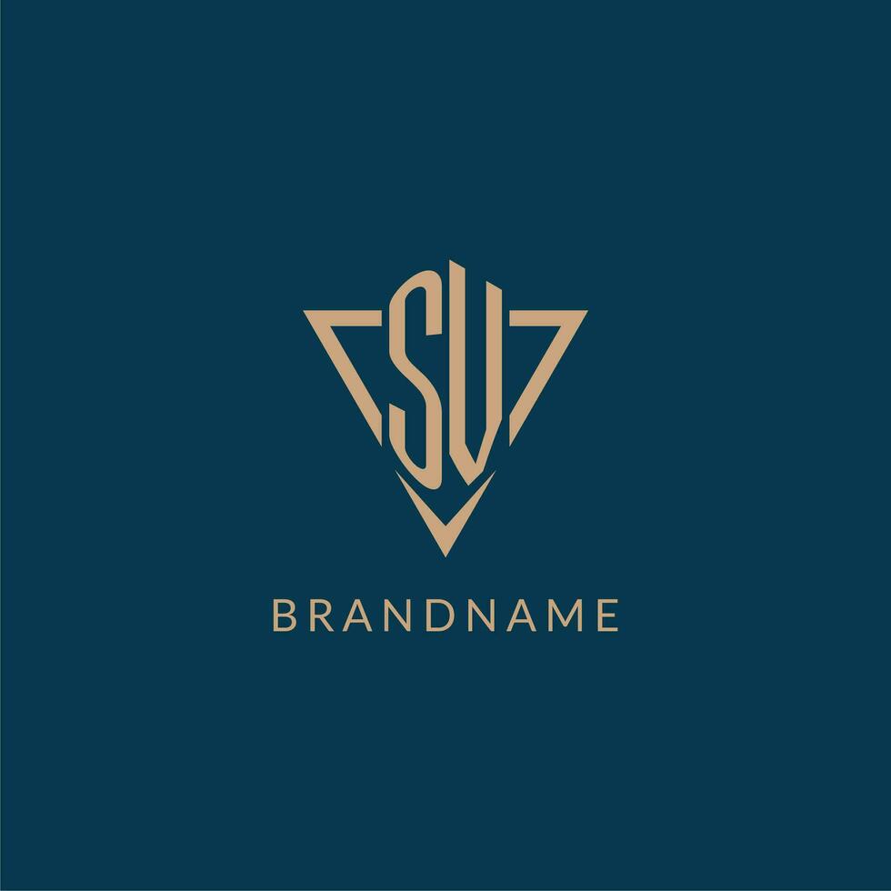 SV logo initials triangle shape style, creative logo design vector