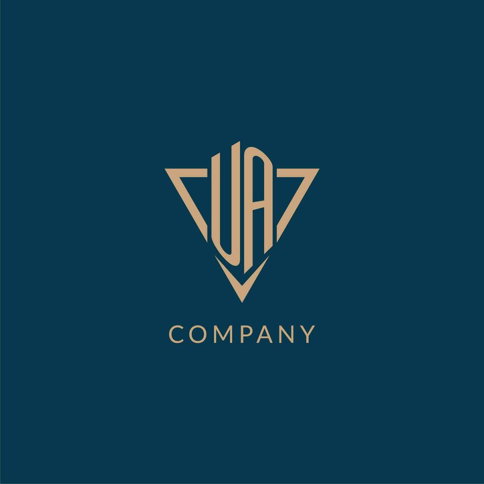 UA logo initials triangle shape style, creative logo design vector