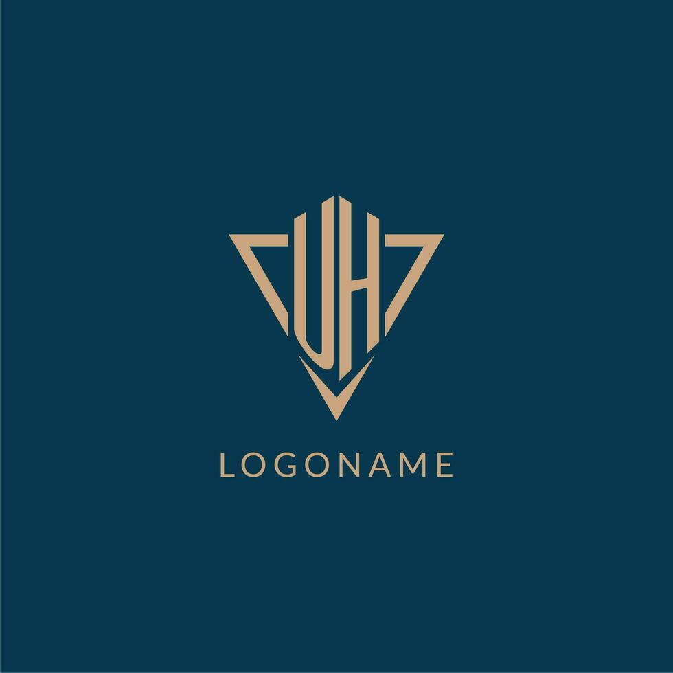 UH logo initials triangle shape style, creative logo design vector