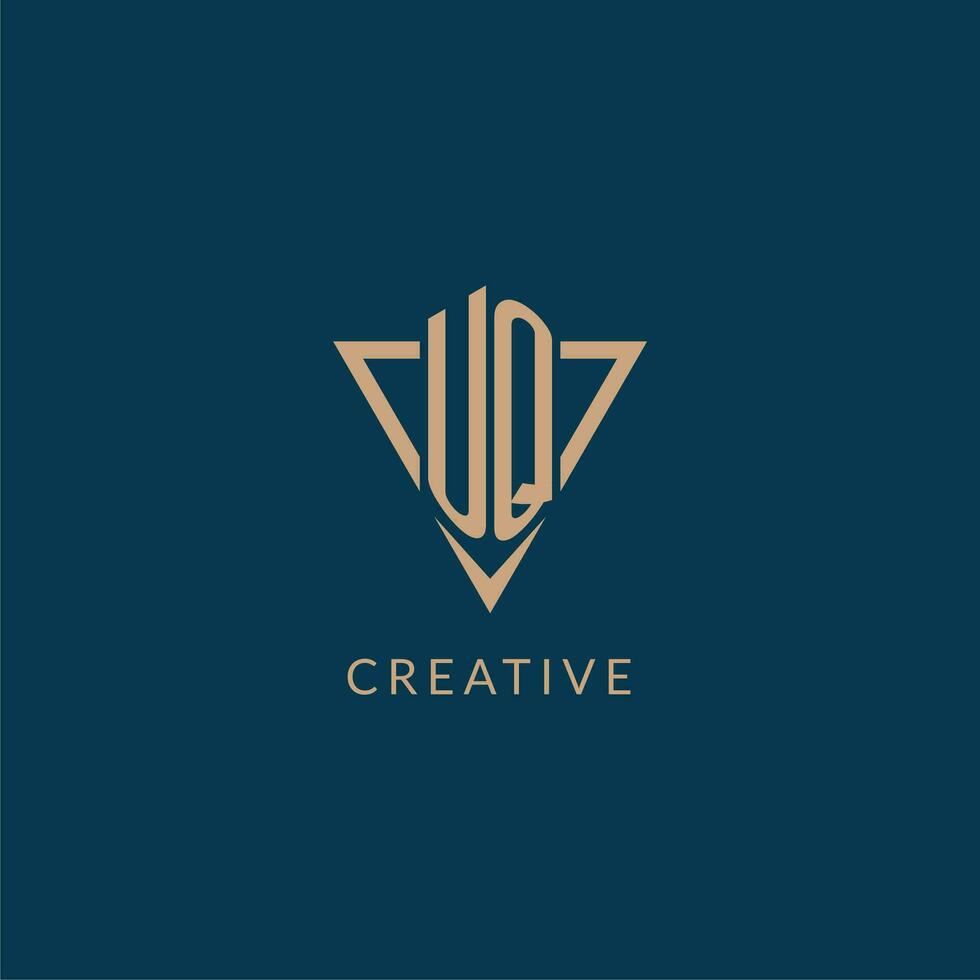 uq logo iniciales triángulo forma estilo, creativo logo diseño vector
