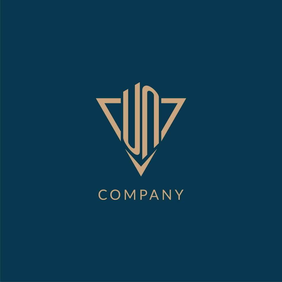 UN logo initials triangle shape style, creative logo design vector