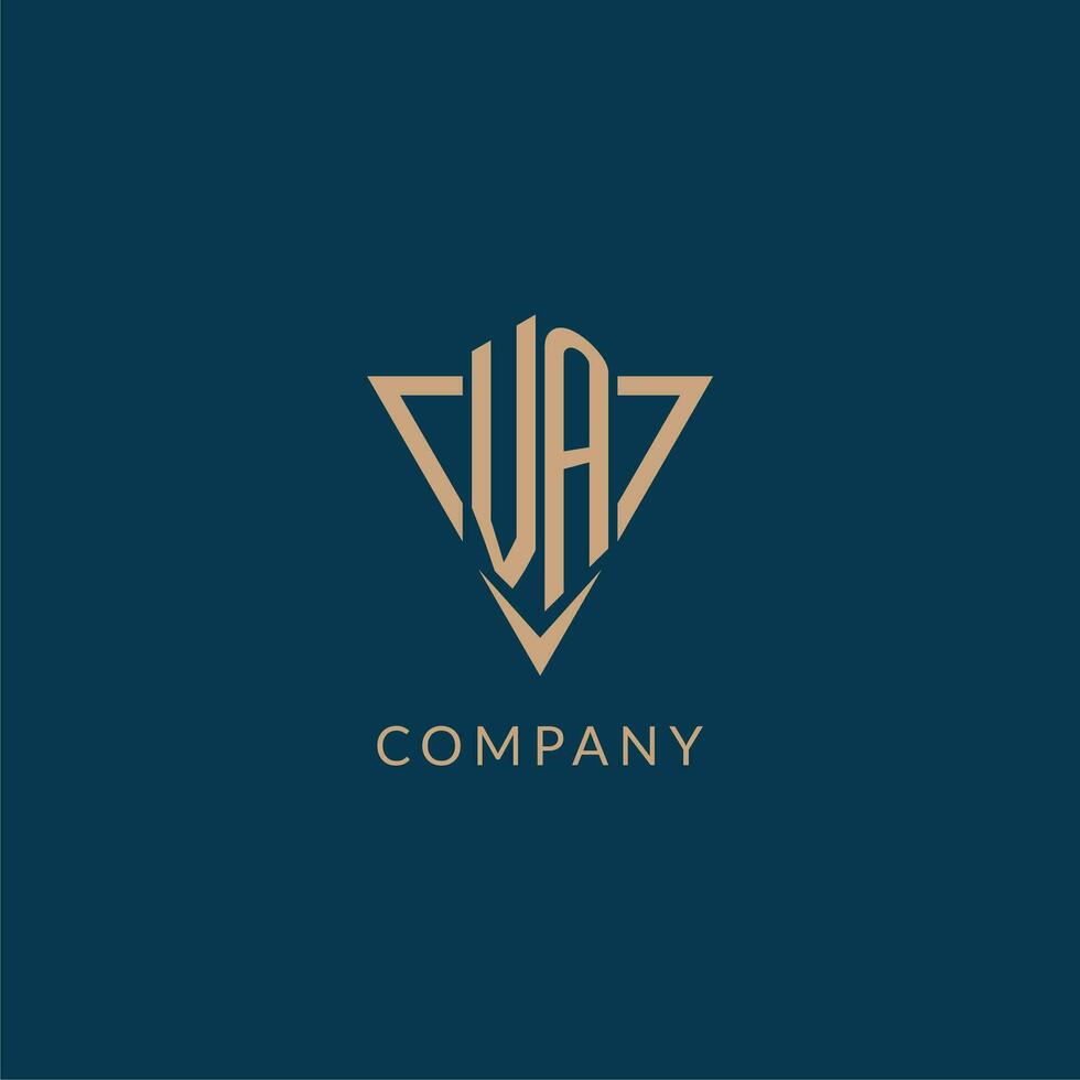 Virginia logo iniciales triángulo forma estilo, creativo logo diseño vector
