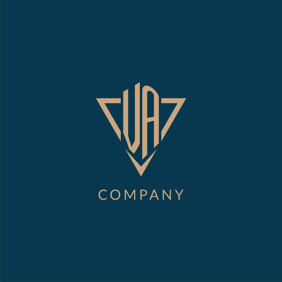 VA logo initials triangle shape style, creative logo design vector