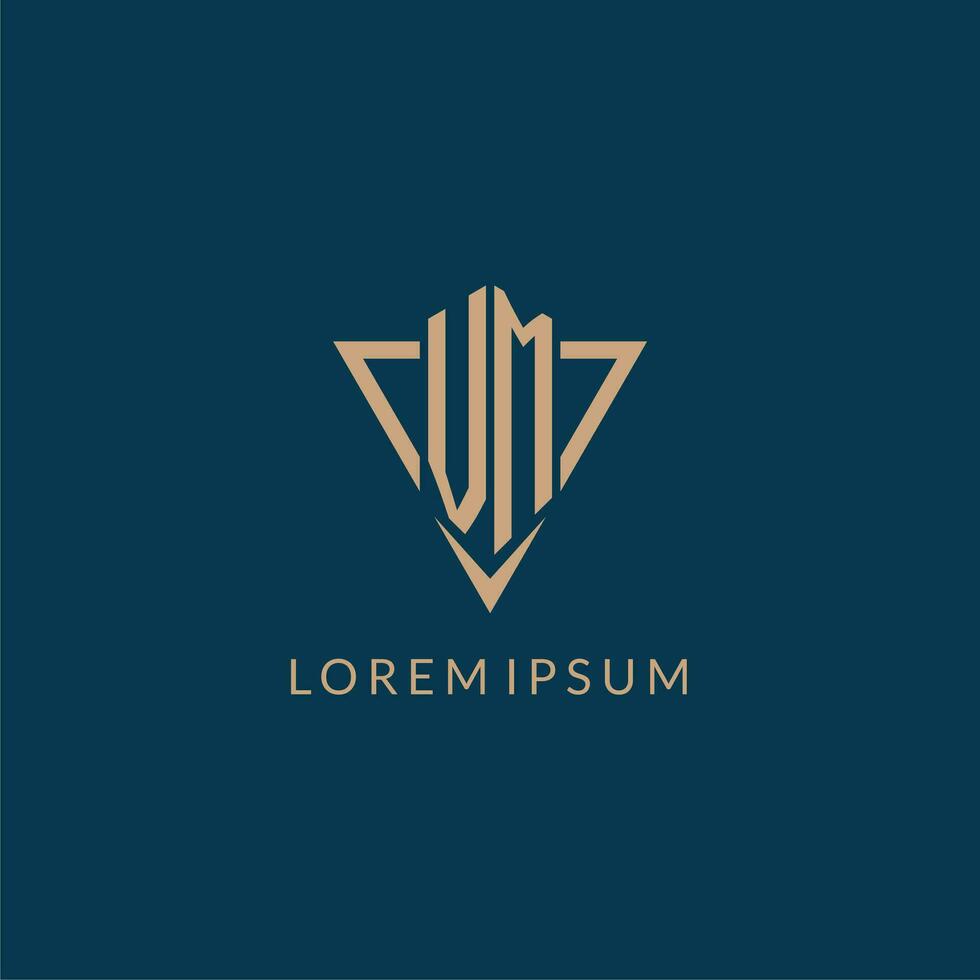 VM logo initials triangle shape style, creative logo design vector